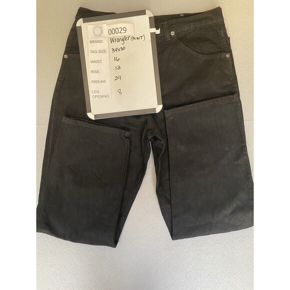 Wrangler Jeans 32x29 Black Relaxed Fit Dark Wash Straight Leg Tag 34x30 - Picture 12 of 12